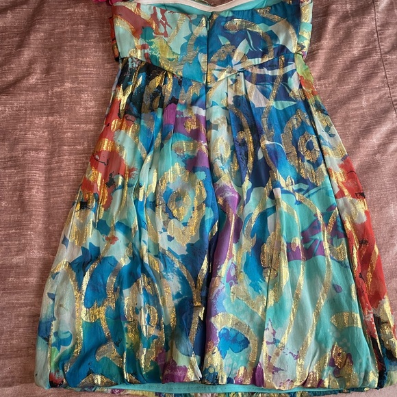 Colorful Strapless Cache Dress - Picture 3 of 8